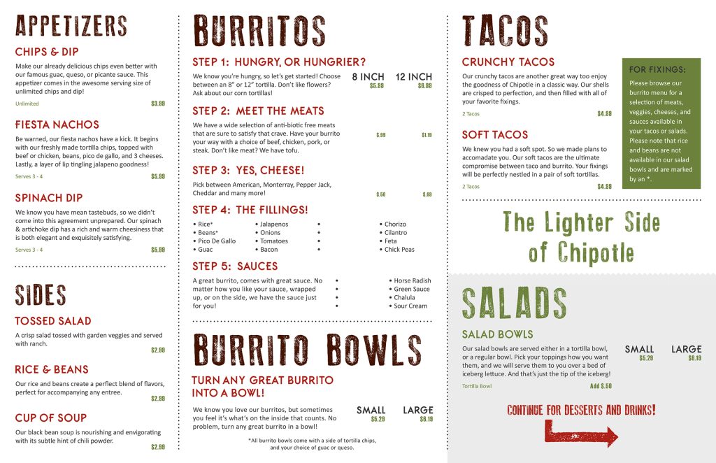 Chipotle Menu Bowls, Burritos, Tacos, Quesadilla, and Lifestyle Bowl Options